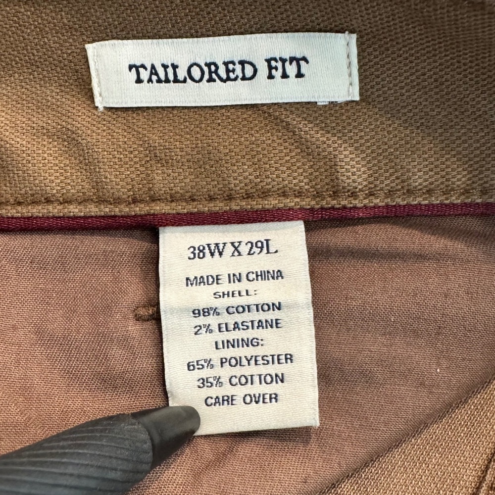 Jos A Bank 1905 Men Tailored Fit Tan Brown 5 Pocket Pants 38x29 NWT Chino Khaki - Picture 5 of 10